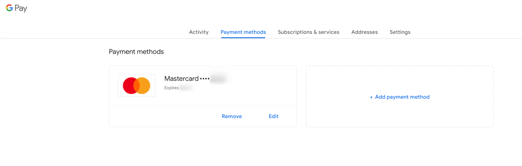 Card added to Google Pay