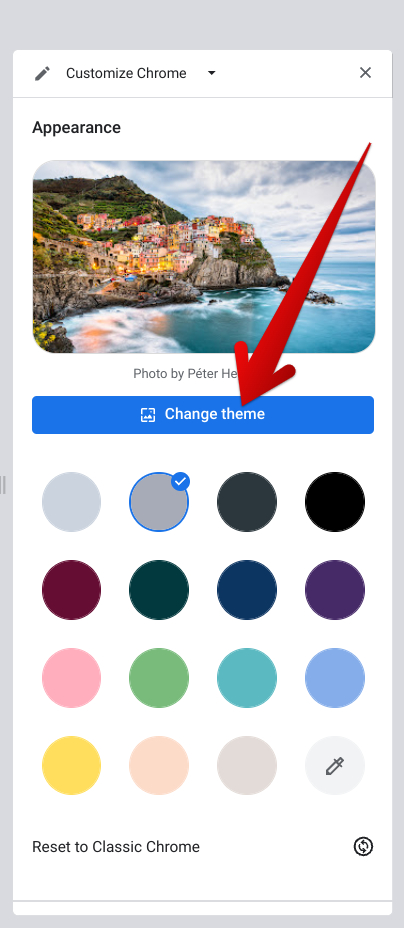 Changing the Chrome browsers theme