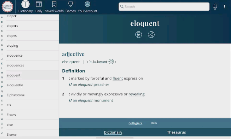 Dictionary – Merriam-Webster on ChromeOS