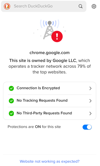 DuckDuckGo Privacy Essentials on Google Chrome