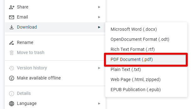 Exporting as PDF