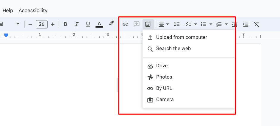 Image insertion options in Docs