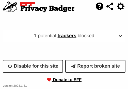 Privacy Badger on Google Chrome