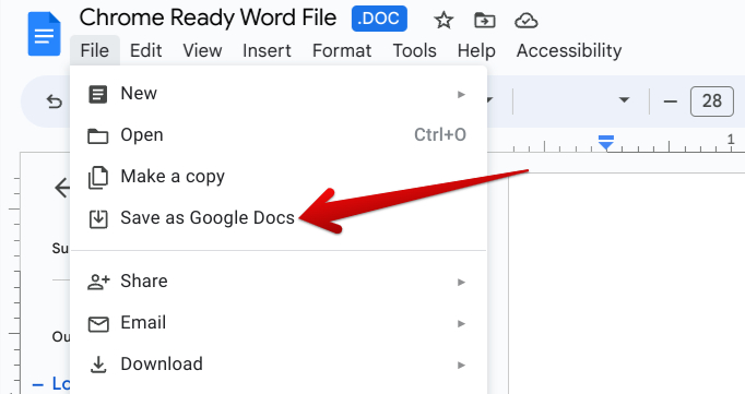 Saving Word document as Google Docs