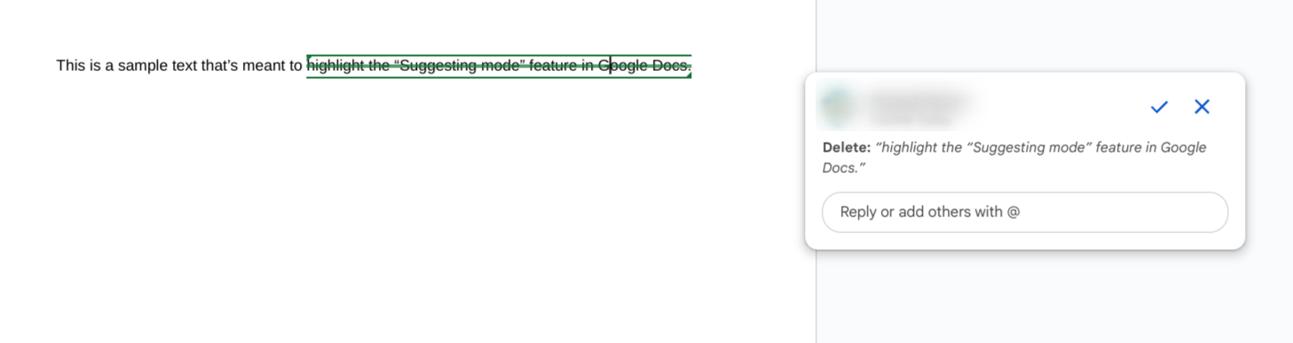 The "Suggesting mode" in Google Docs