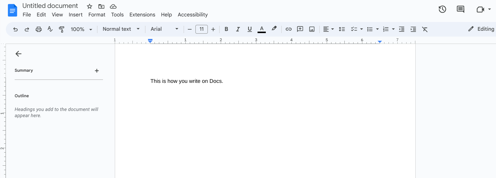 Writing in Google Docs