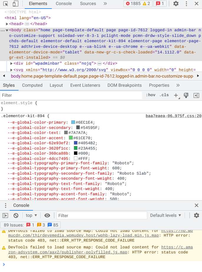 The "Elements" tab in DevTools