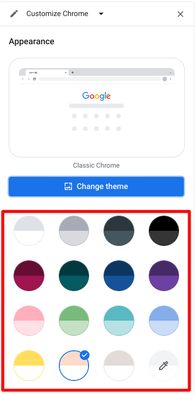Choosing a new color for Chrome