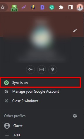 The "sync" feature in Google Chrome