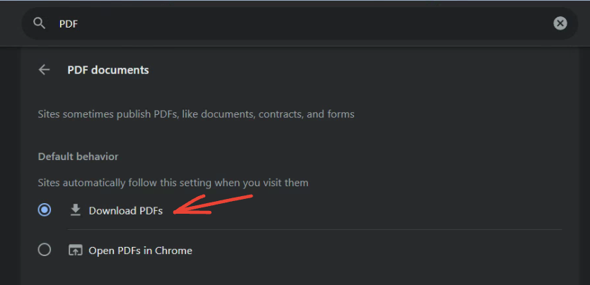 disabling pdfs opening in chrome