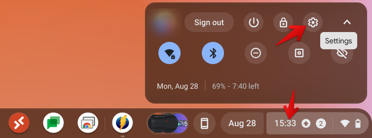 opening chromeos settings