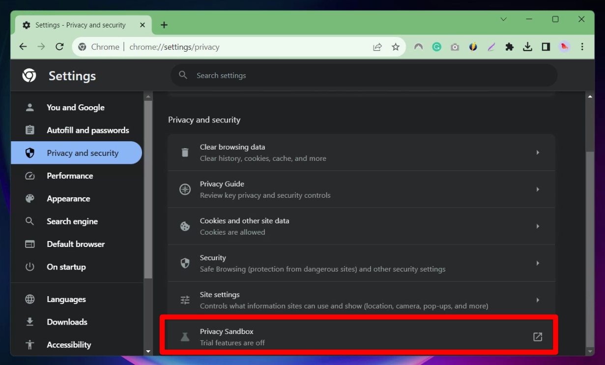 chrome privacy and security settings