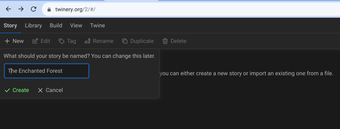 creating a story on twine