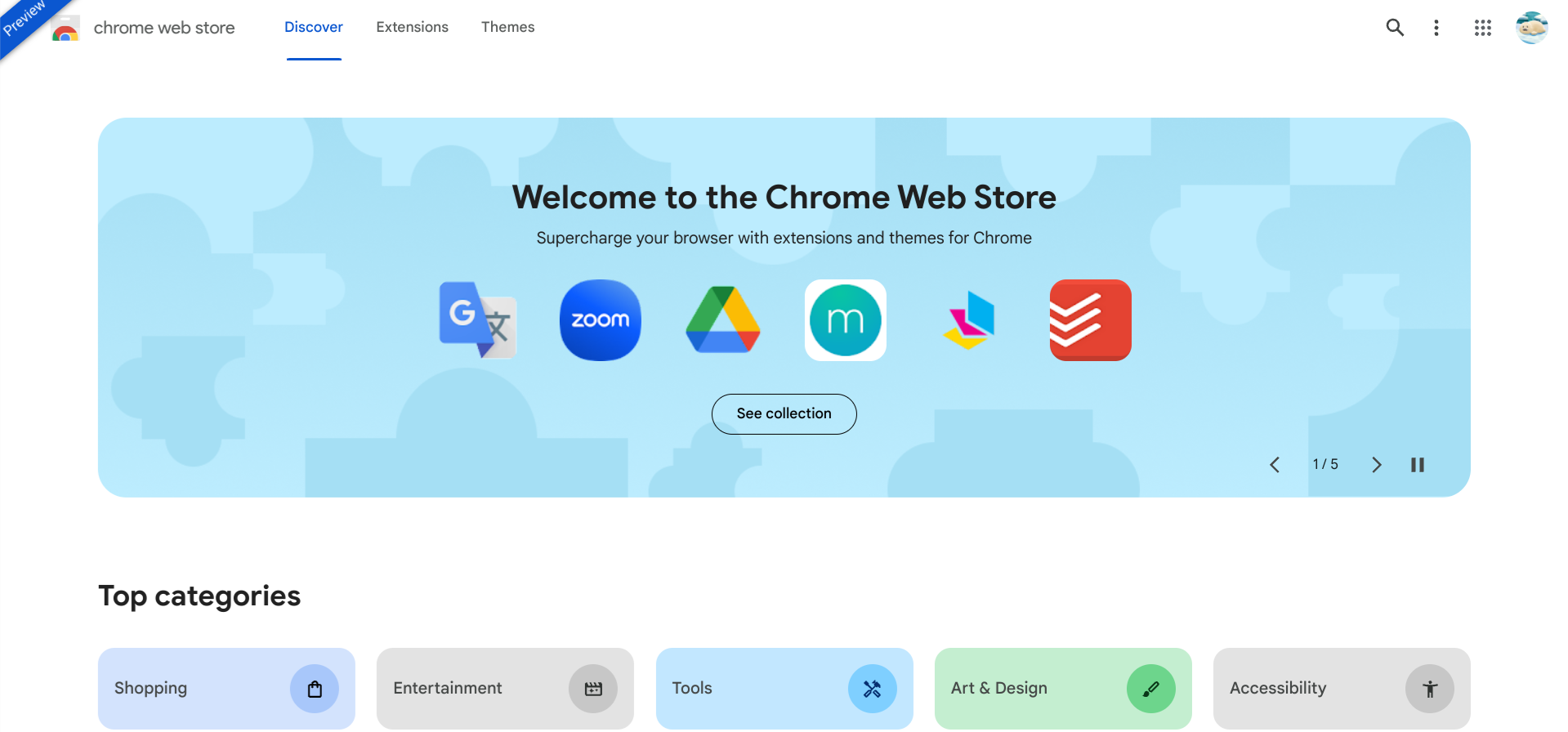 The Chrome Web Store with a new coat of paint