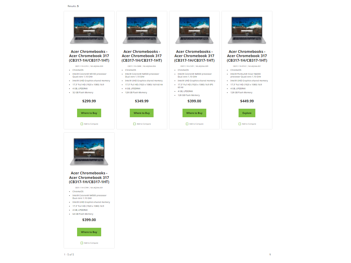 The many different configurations of the Acer Chromebook 317