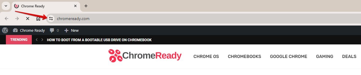 The new "Settings" symbol in the URL bar of Chrome